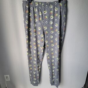 NEW Star Wars Grogu and Din Djarin Madalorian Pajama Pants Large In Grey
